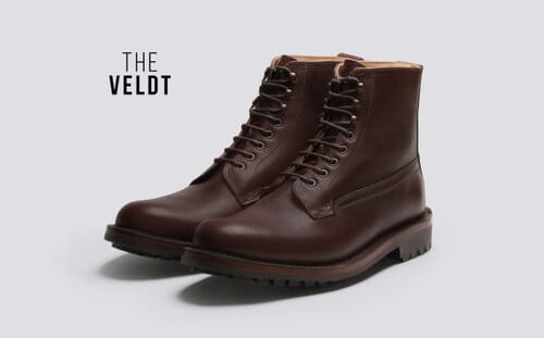 Vincent Mens Derby Boot in Brown Russia Grain Leather with a Commando Sole Grenson Shoes