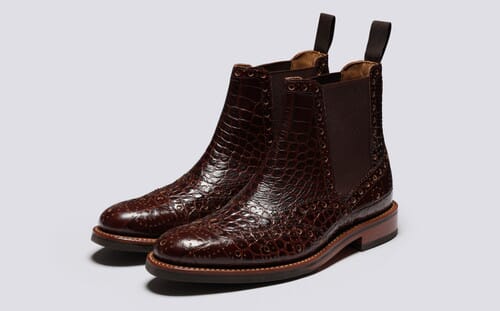 Liv Womens Chelsea Boots in Brown Printed Leather Grenson