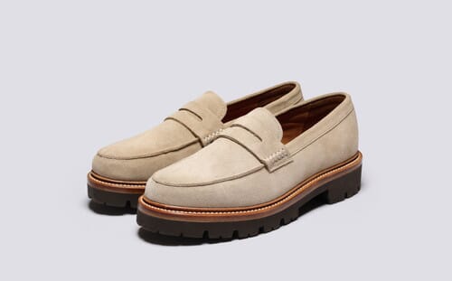 Jago Mens Loafers in Beige Suede Grenson