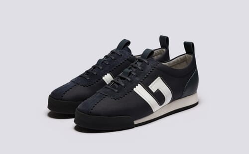 Sneaker 80 Mens Trainers in Navy Recycled Canvas Grenson