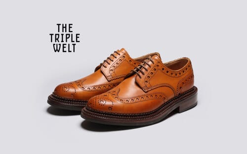 Archie | Mens Triple Welt Brogues in Tan Leather | Grenson