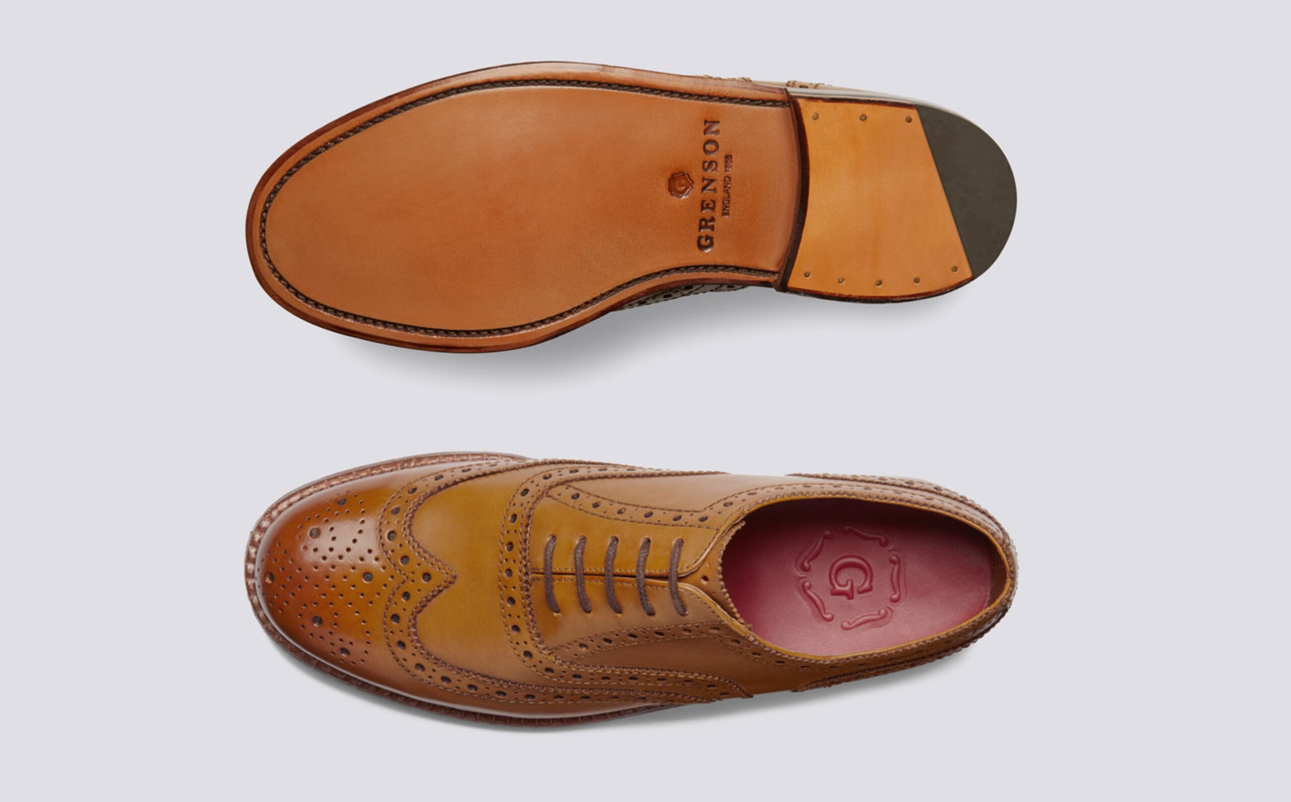 Grenson Men\'s Tan Leather Brogue Shoes Grenson Online | Dylan Tan Brogue Shoe main image 3