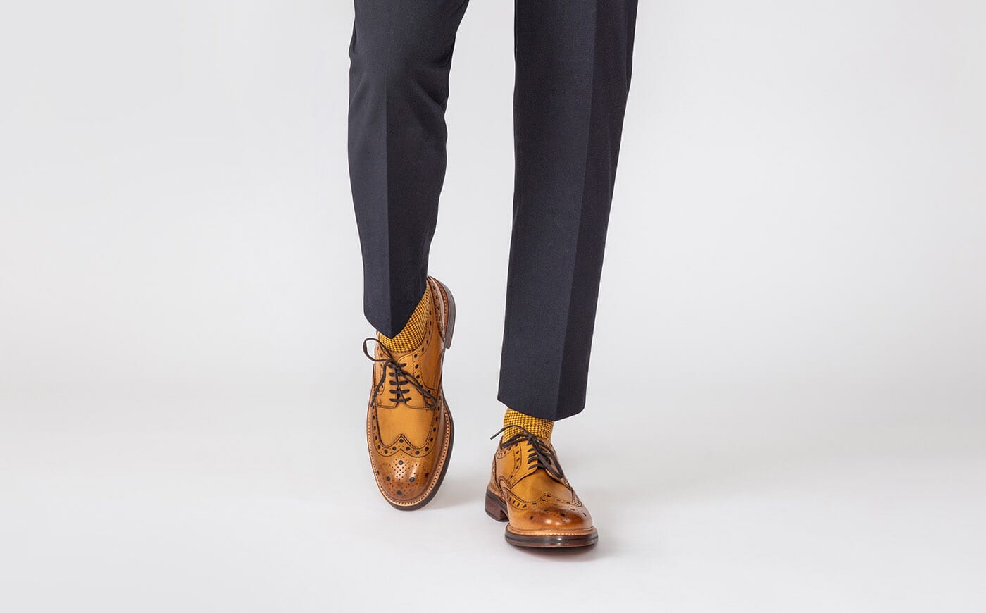 Archie | Mens Gibson Brogue in Tan Calf Leather with a Leather