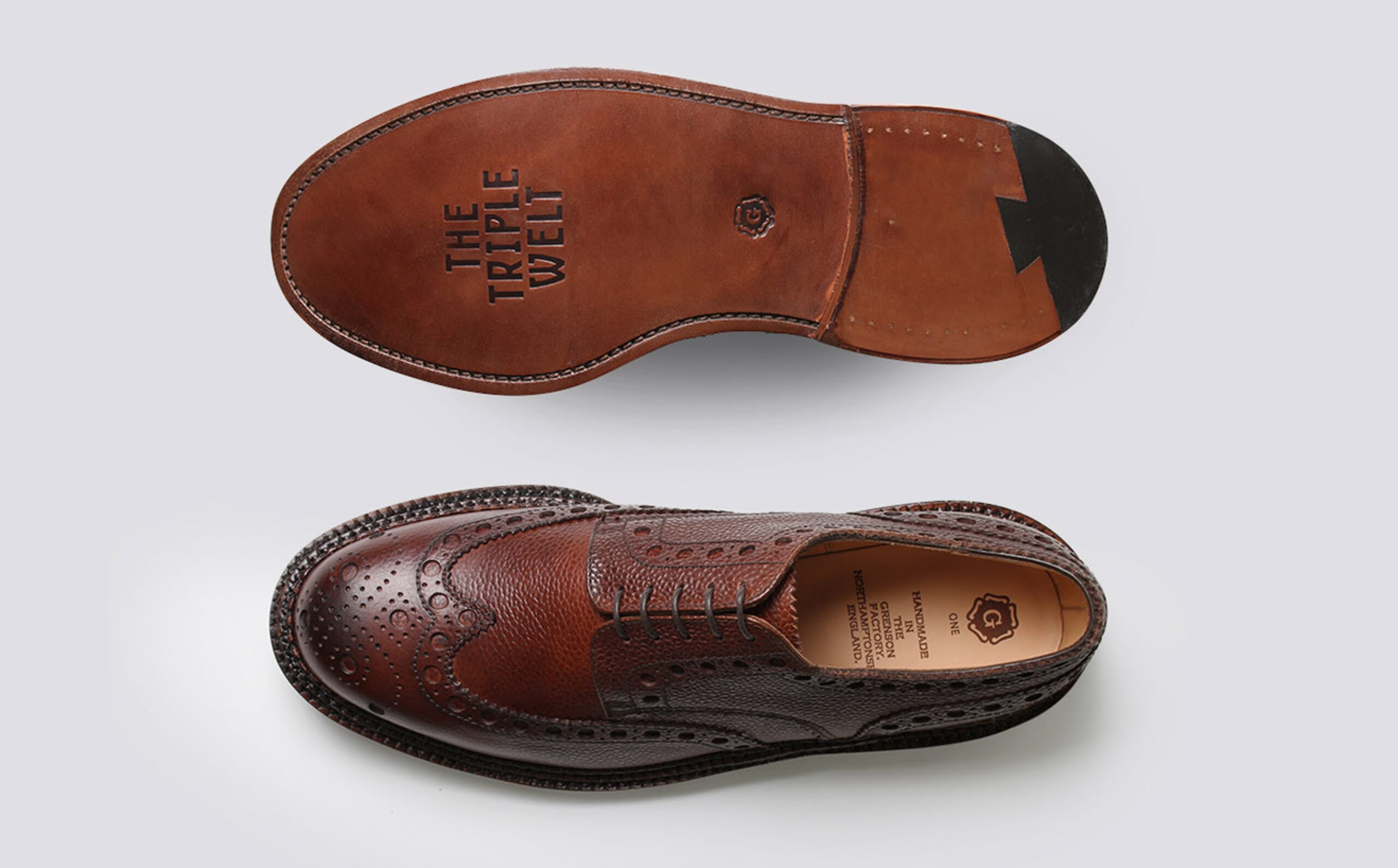 Grenson Dark Brown Leather Men\'s Brogues (includes shoe tree) archie_110231_threequarters_pr  main image 4