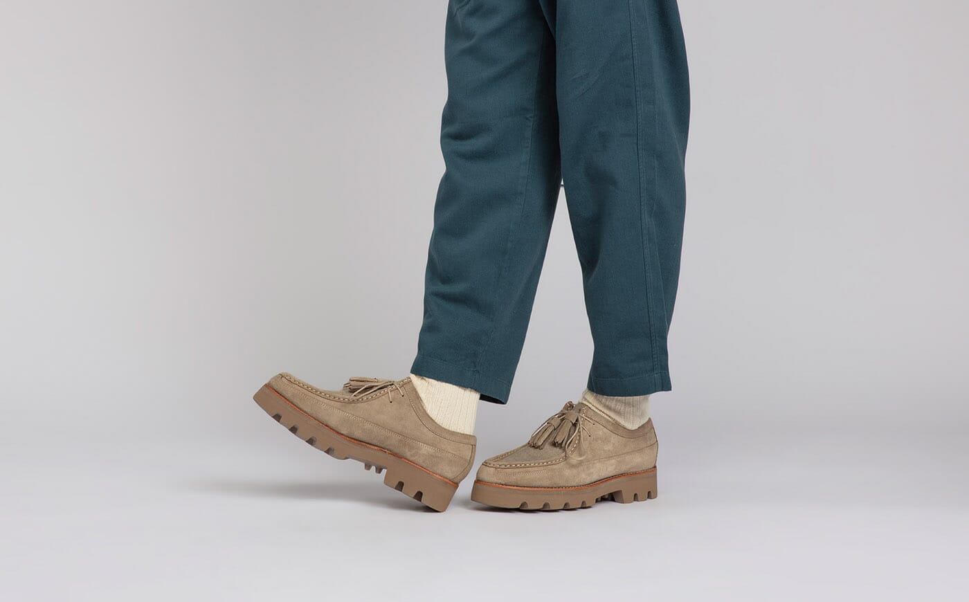 Bennett | Mens Derby Shoes in Beige Suede | Grenson