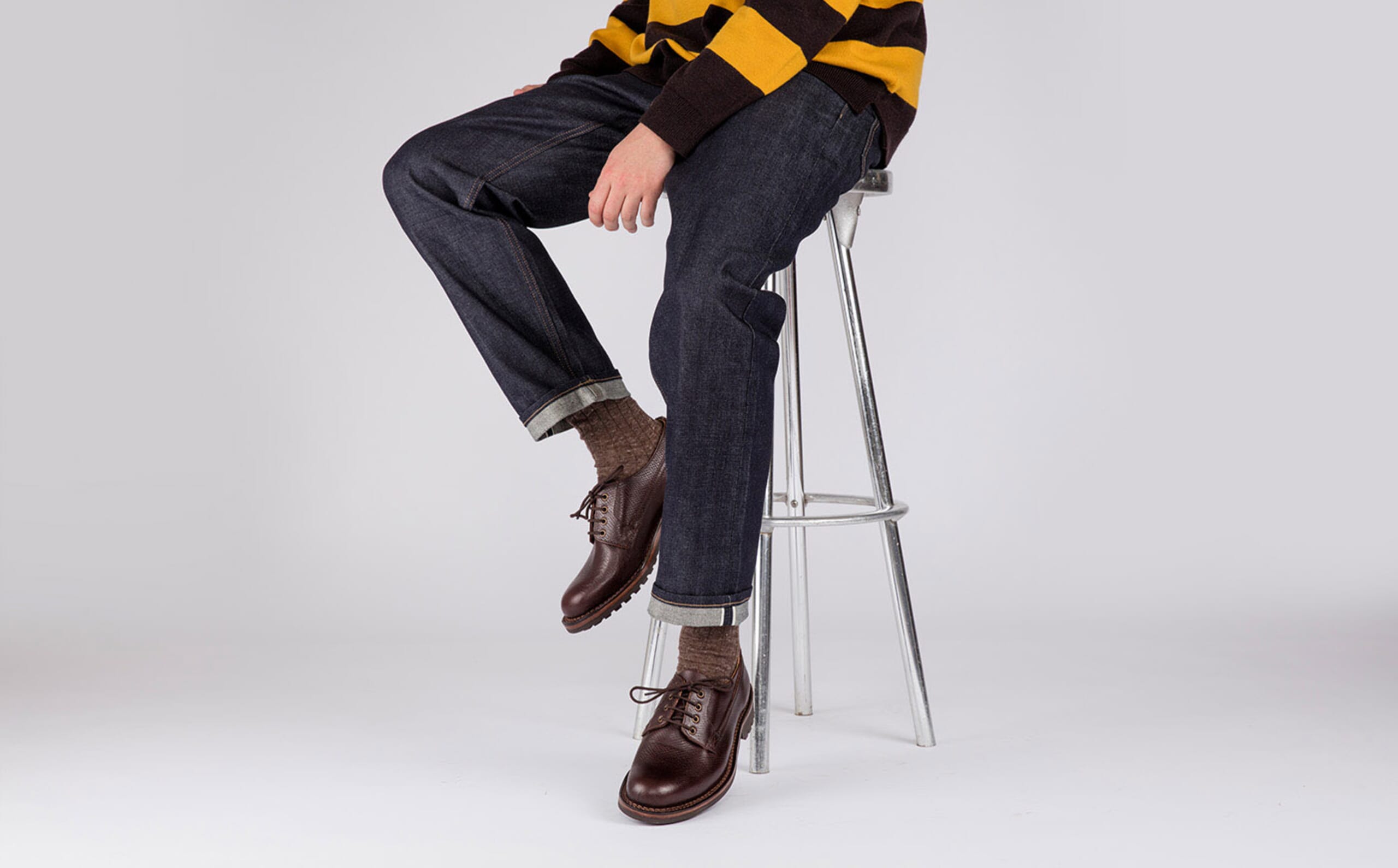 Victor | Mens Derby in Brown Russia Grain Leather with a Commando 