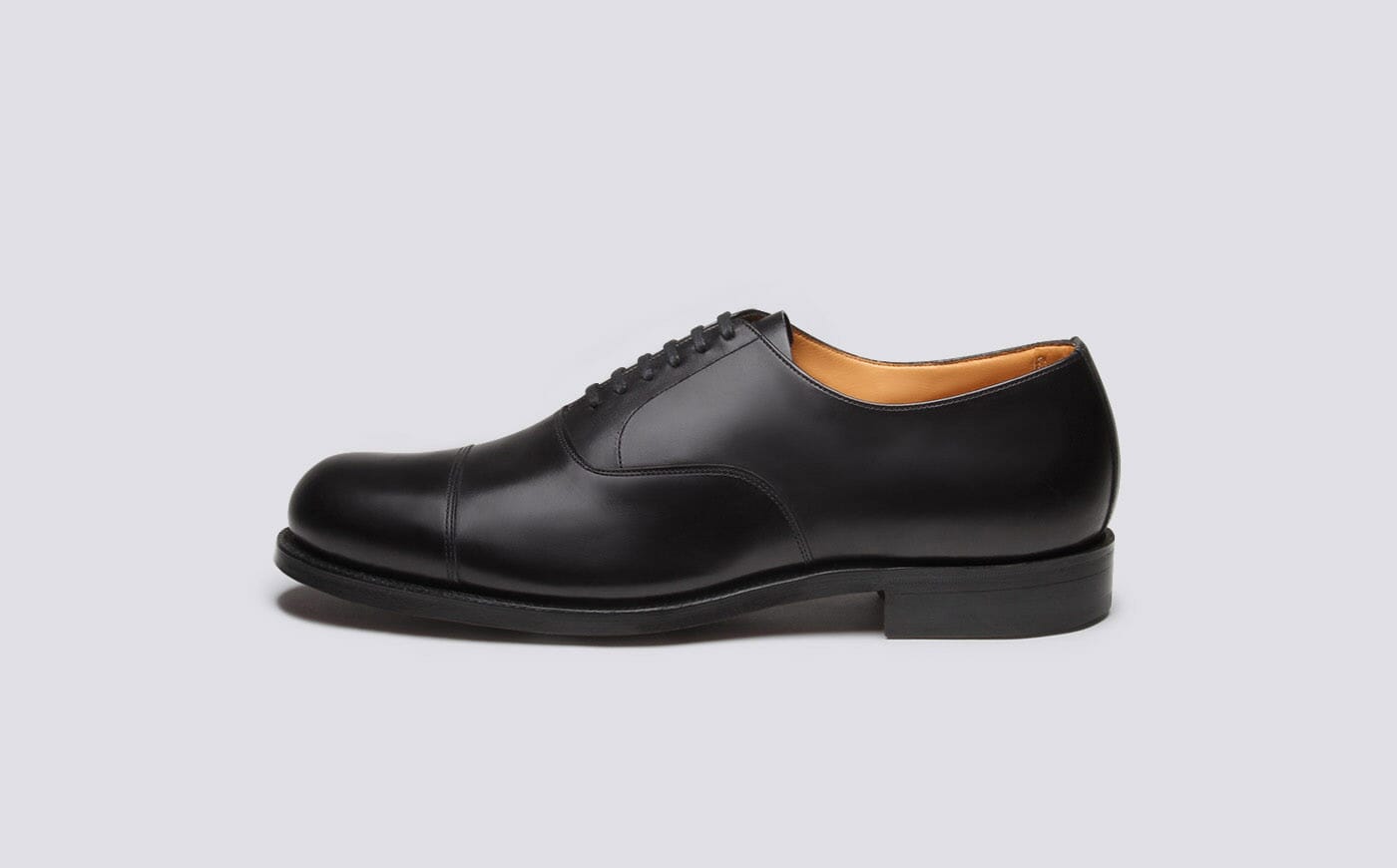 Shoe No.2 Mens Oxford shoe in Black Calf Leather on a Leather Sole Grenson Shoes