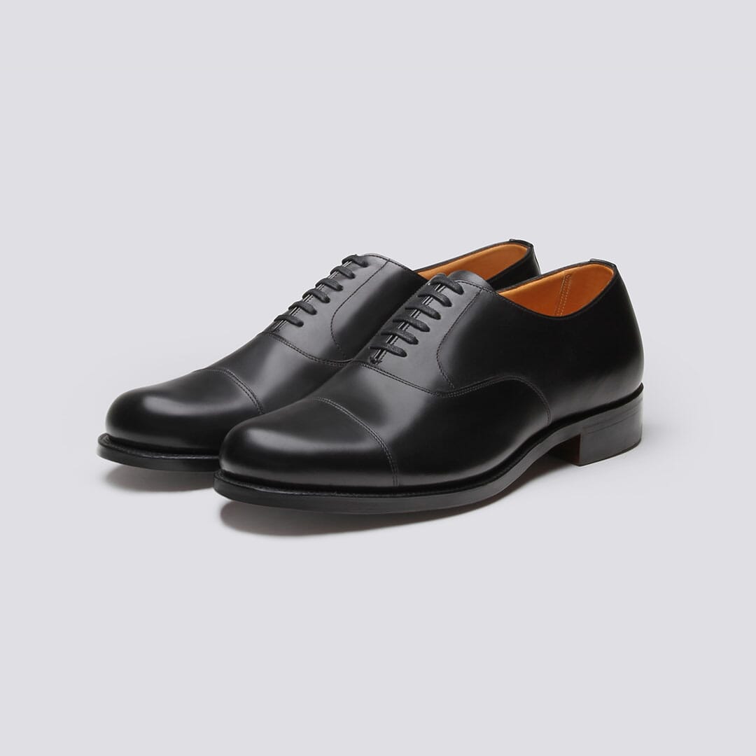 Shoe No.2 Mens Oxford shoe in Black Calf Leather on a Leather Sole Grenson Shoes