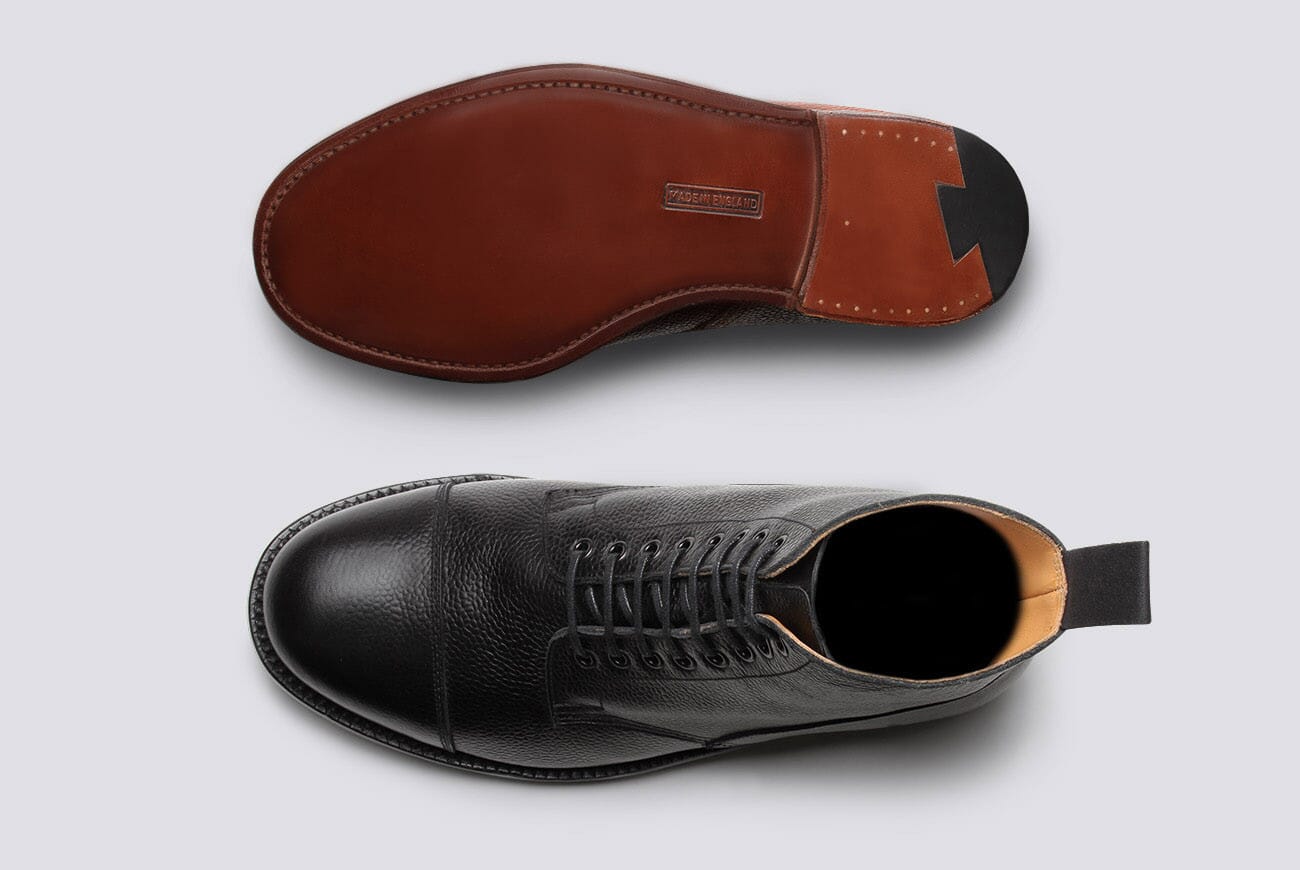 Shoe No.3 Mens Boot in Black Grain Leather on a Leather Sole Grenson Shoes