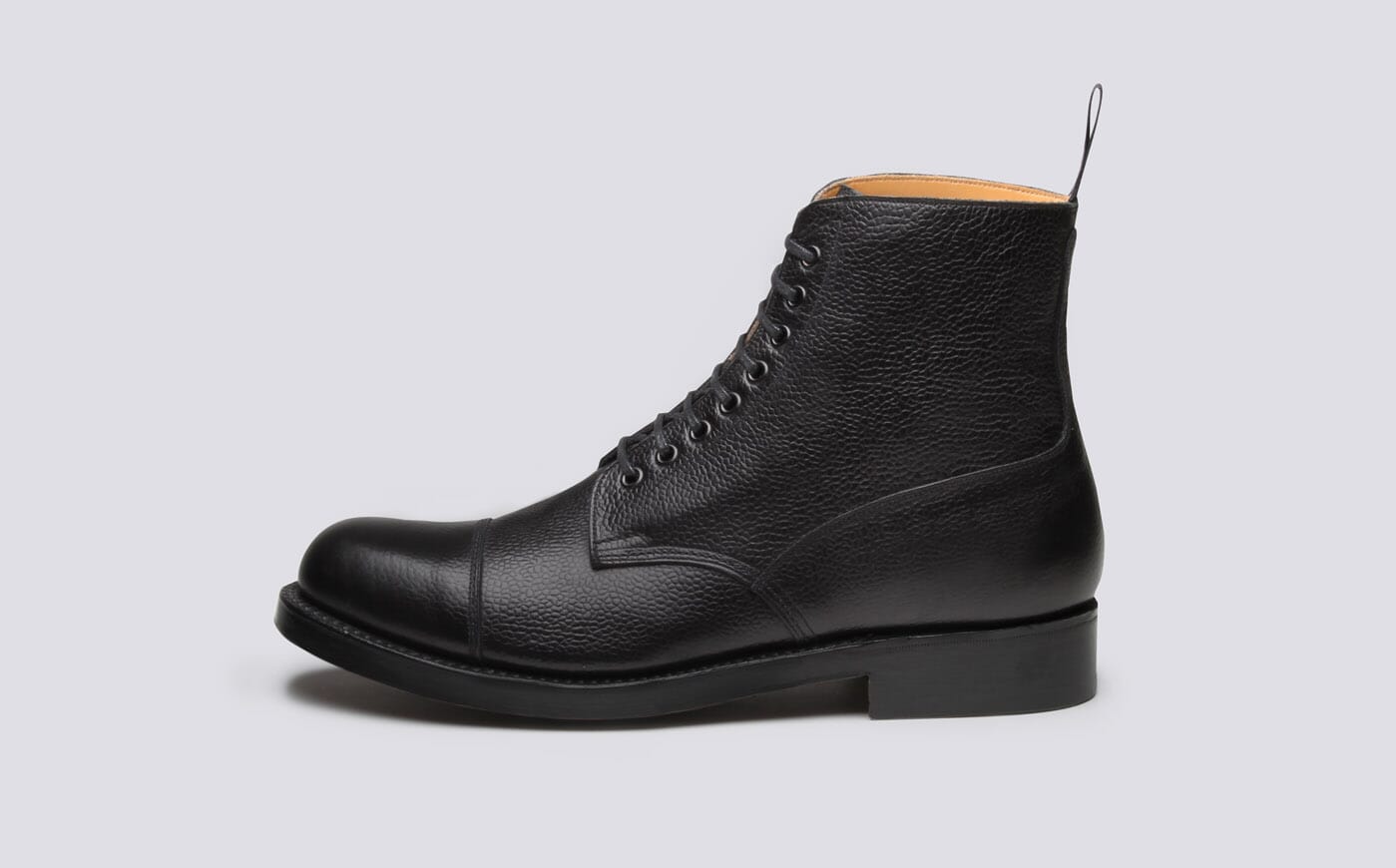 Shoe No.3 Mens Boot in Black Grain Leather on a Leather Sole Grenson Shoes
