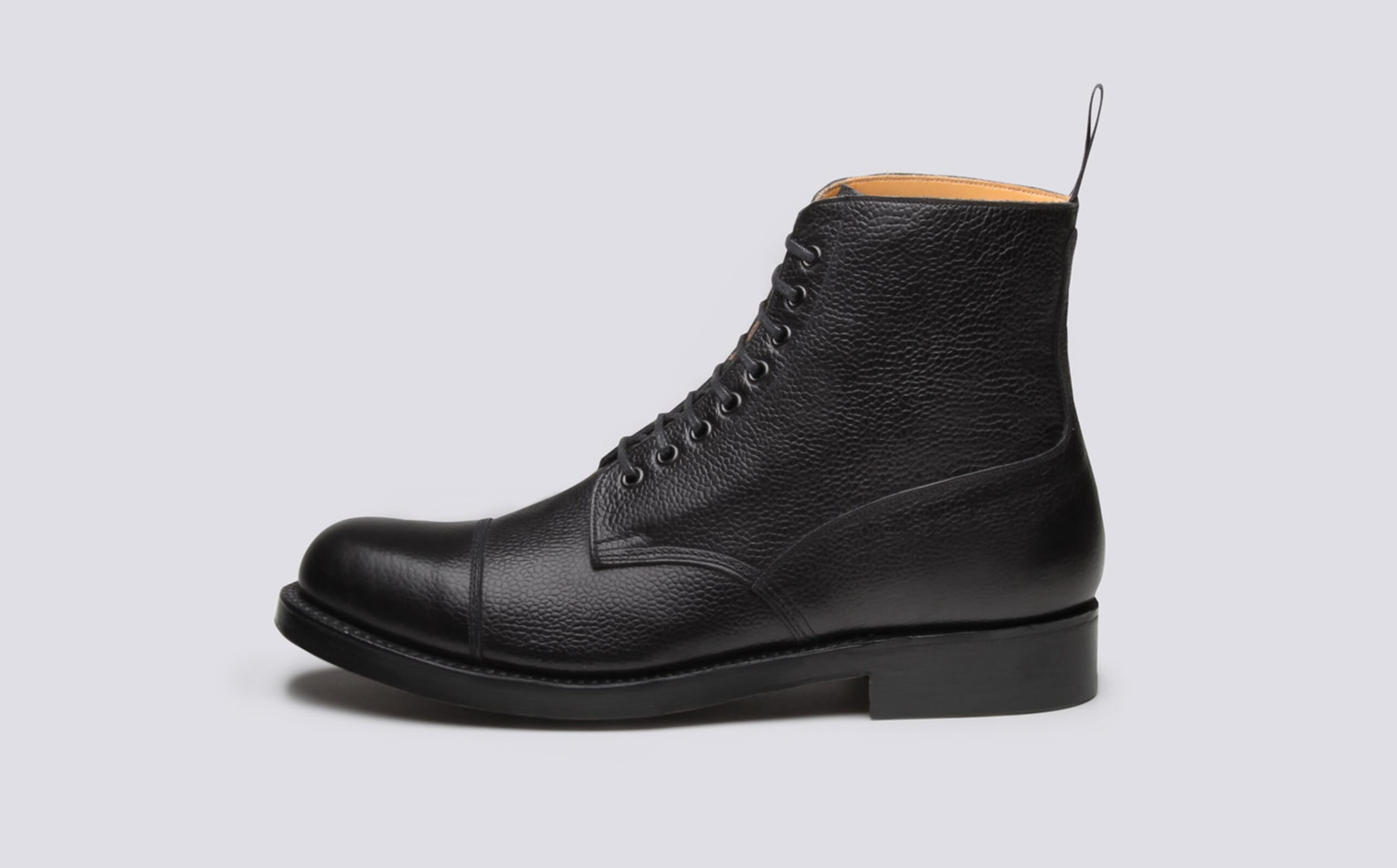 Shoe No.3 | Mens Boot in Black Grain Leather on a Leather Sole 