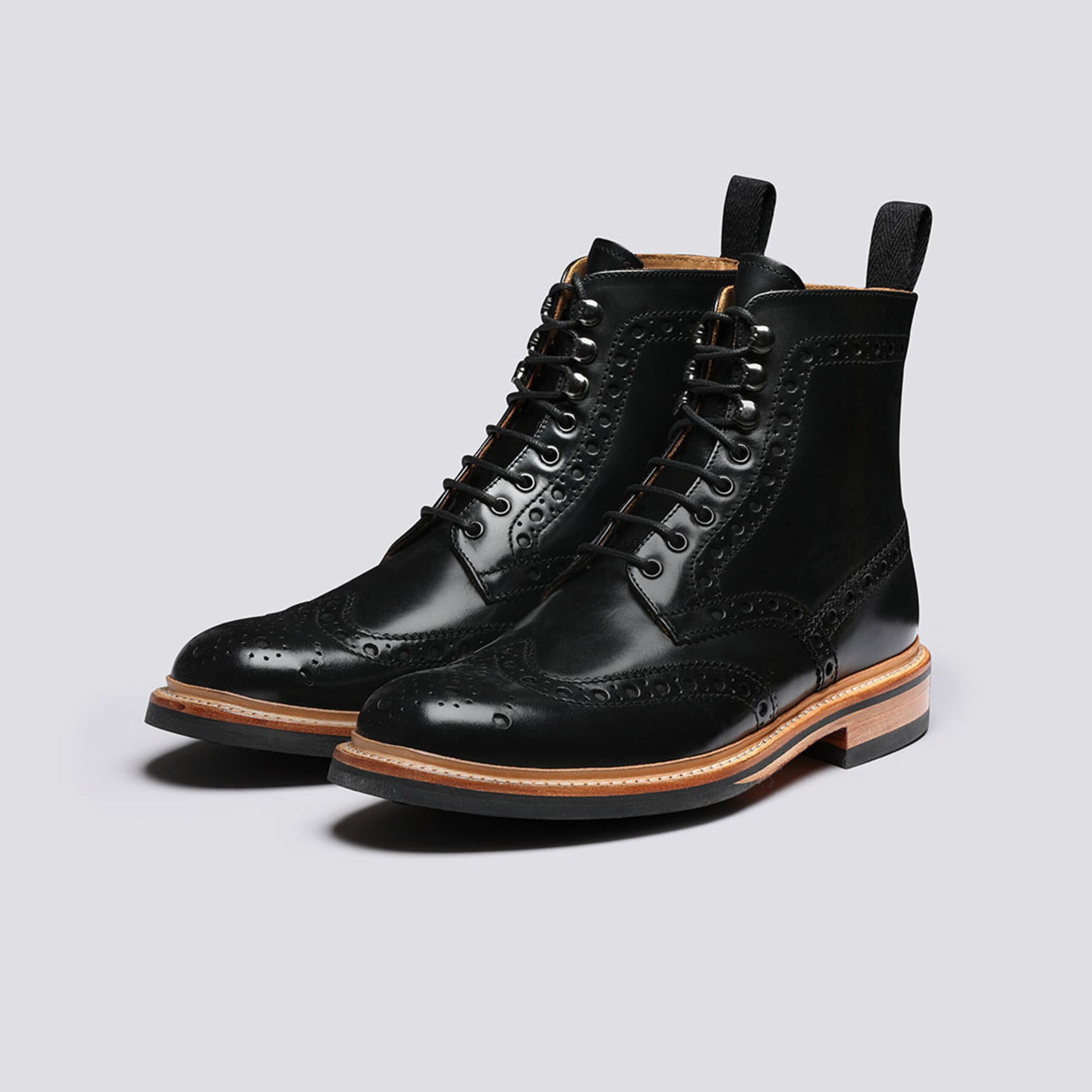 COPY - GRENSON FRED C Fred | Mens Brogue Boot in Tan Calf Leather with a White  main image 4