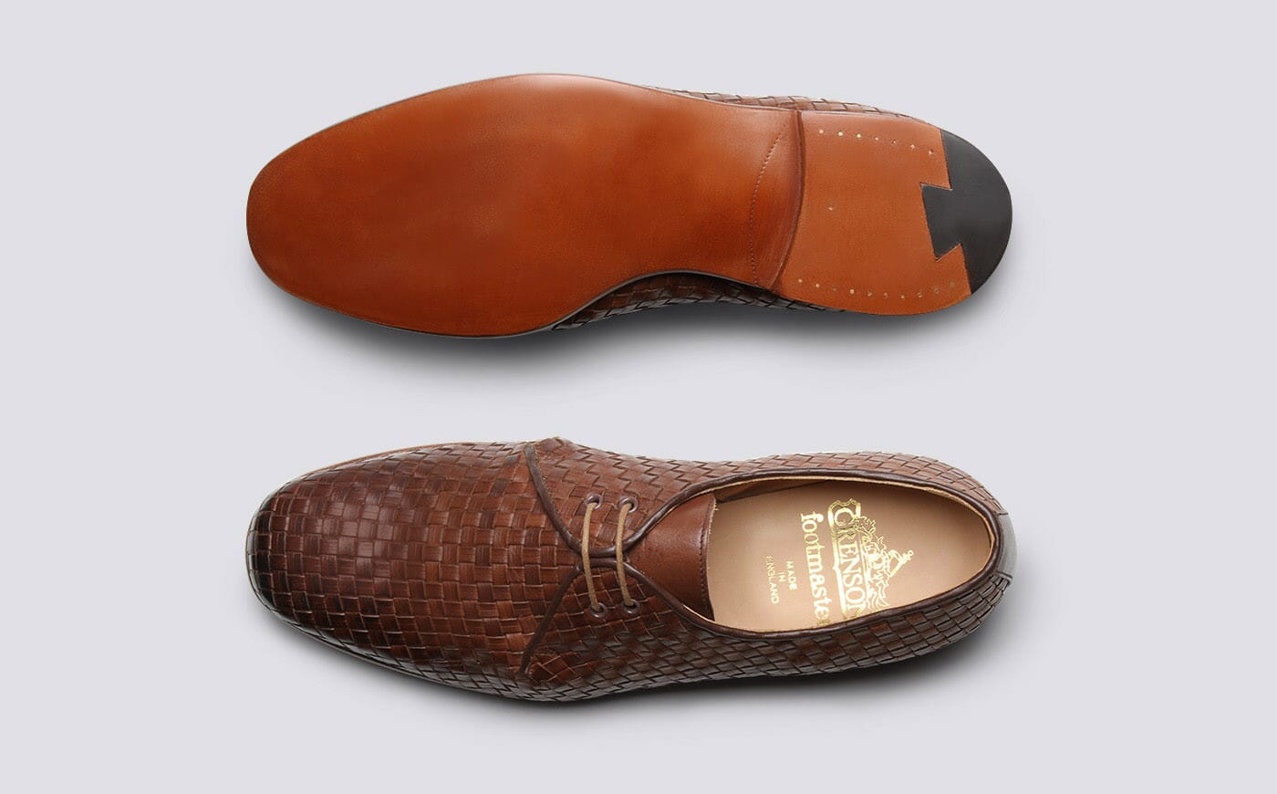 ファッション通販 in Derby Mens | No.7 Shoe Brown Leather a on Leather Woven 靴