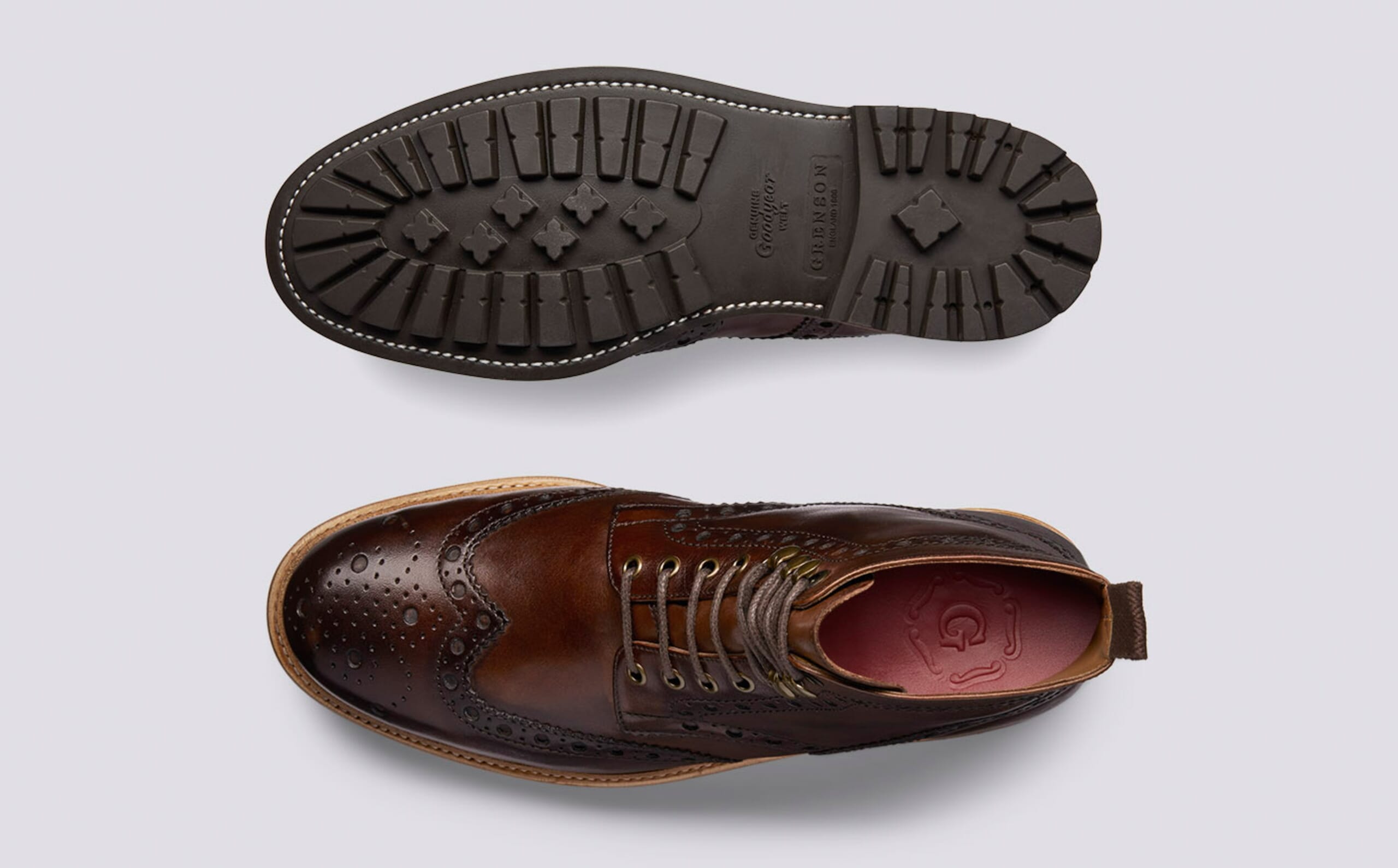 Grenson Rich Brown Leather Brogue Boots Grenson Boots | Fred Calf Tan Brogue Boots 5068/02 main image 3