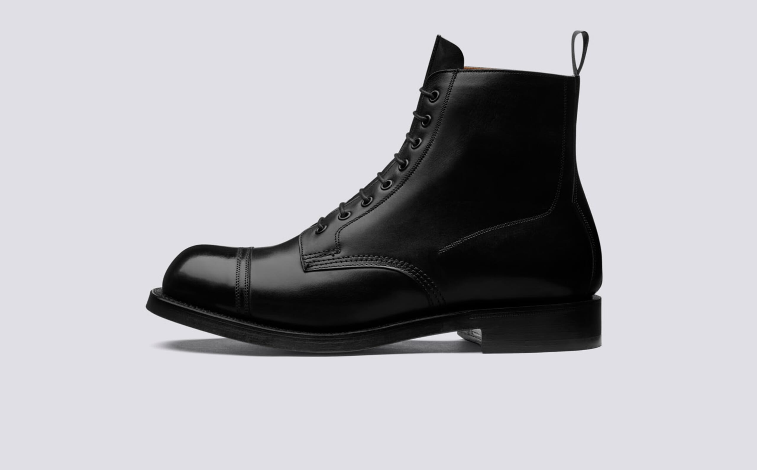 Shoe 9 | Mens Derby Boots in Black with Leather Sole  display picture 2