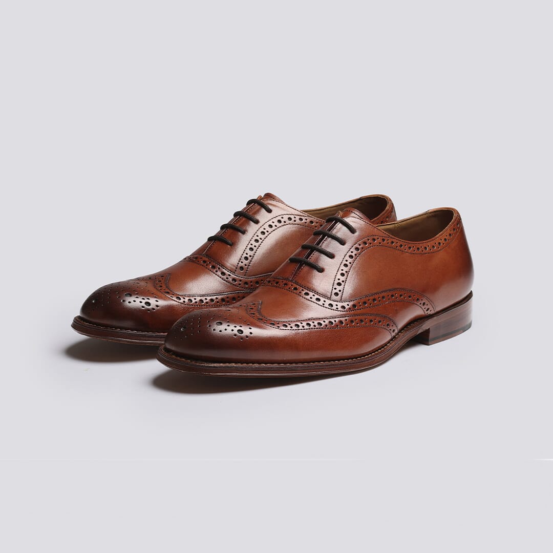 Luther Mens Brogues with Wingtip in Tan Leather Grenson