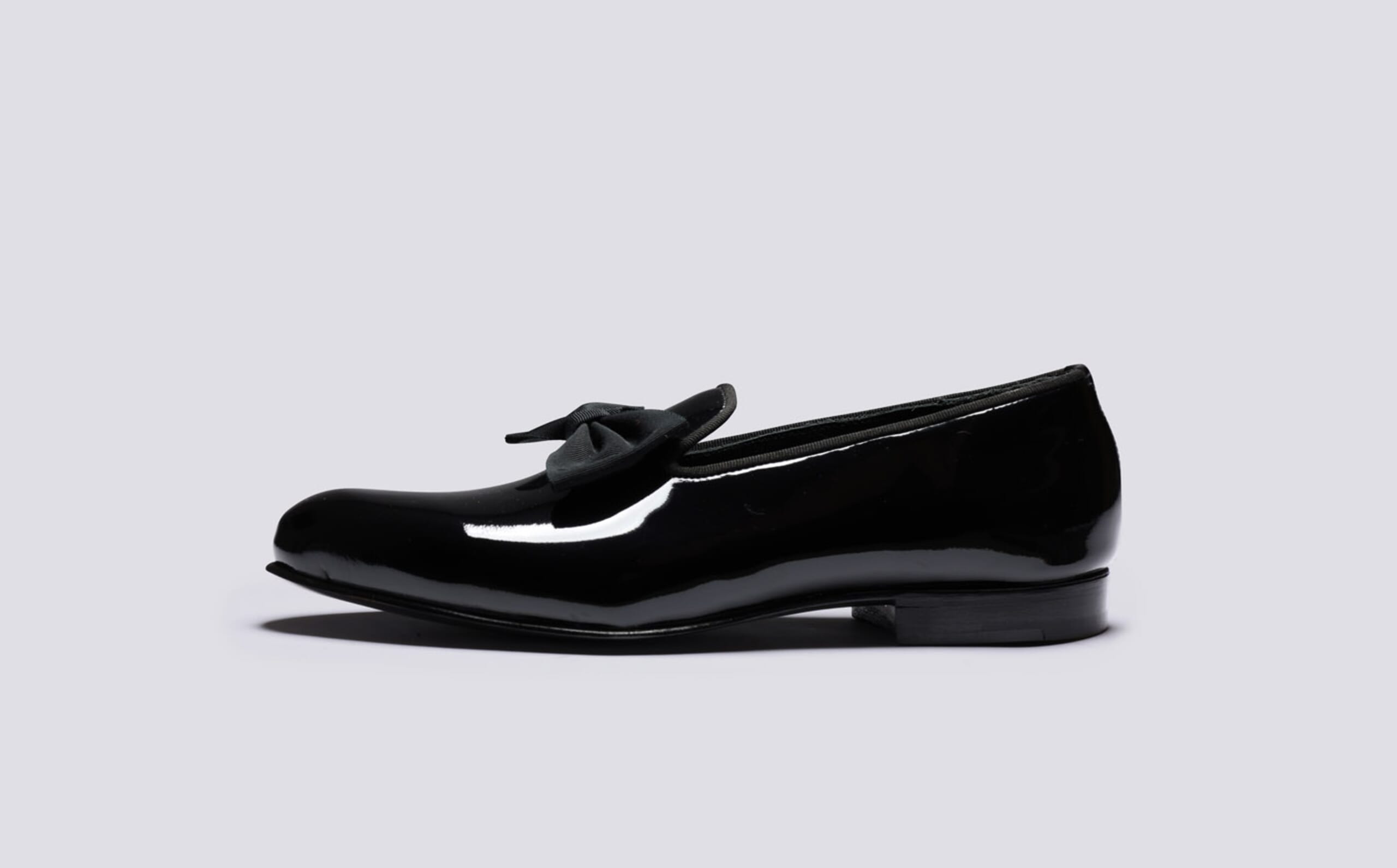 Mens Dress Slipper | Slip On Shoes in Black Patent | Grenson