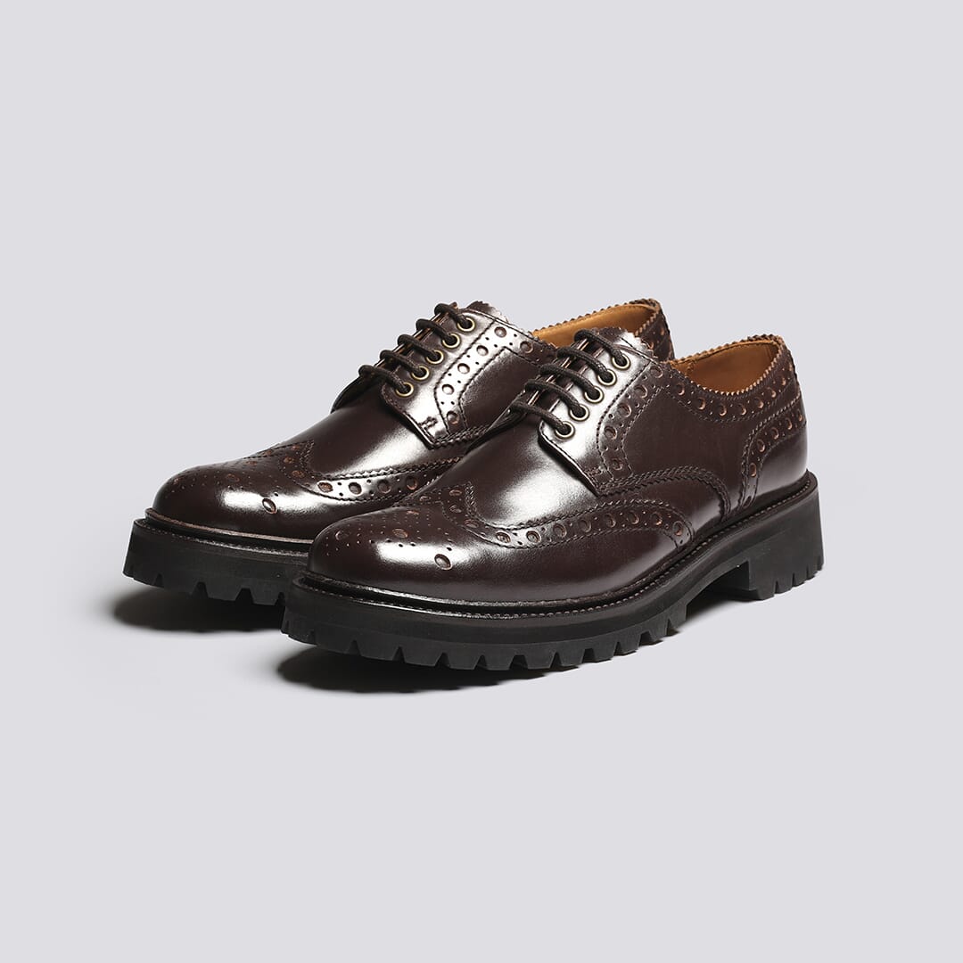 Archie Mens Brogues in Brown on Vibram Sole Grenson