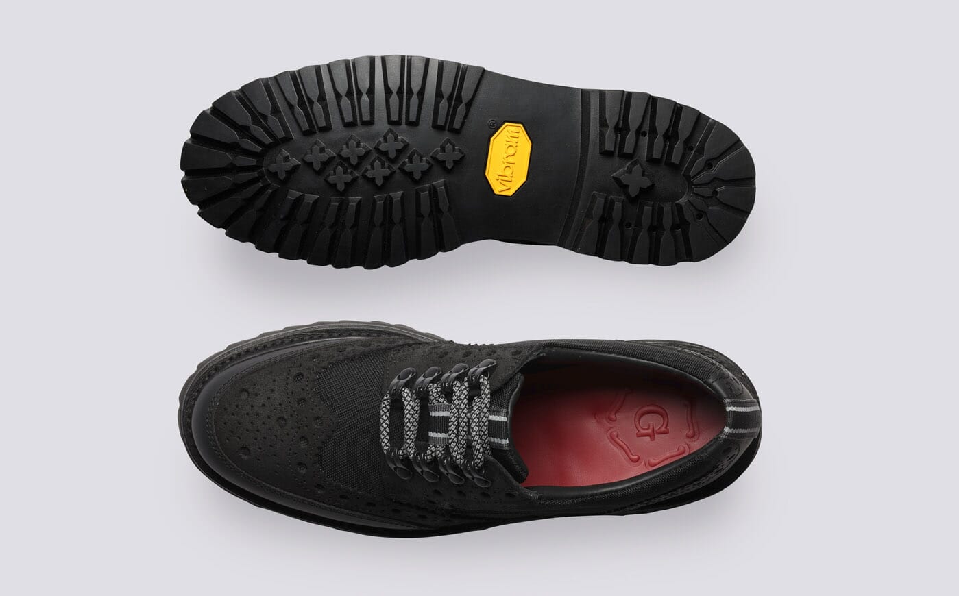 Ava Tech Womens Brogues in Black on Vibram Sole Grenson