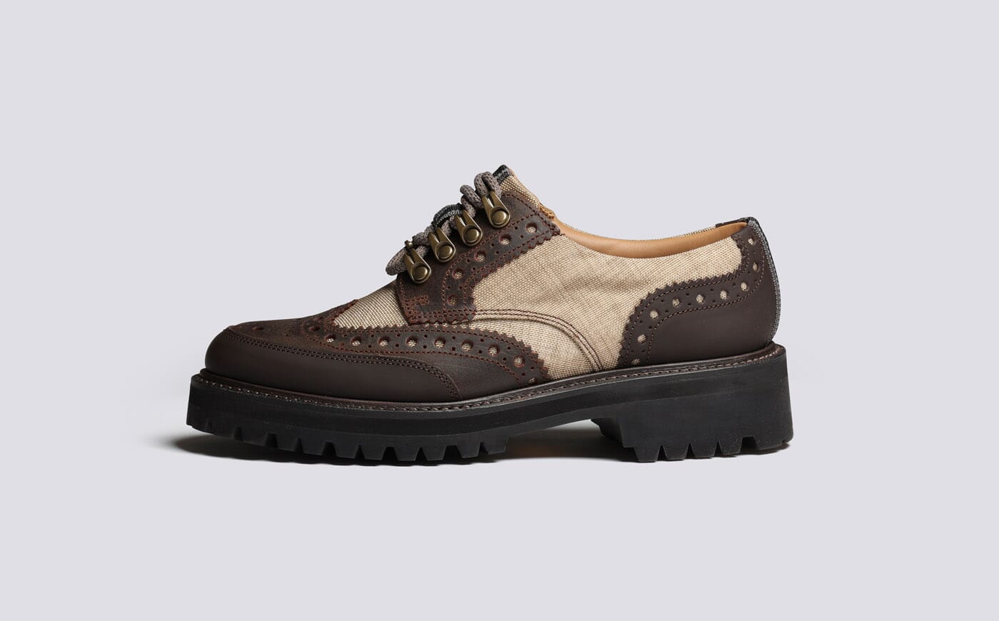 Ava Tech Womens Brogues in Brown on Vibram Sole Grenson
