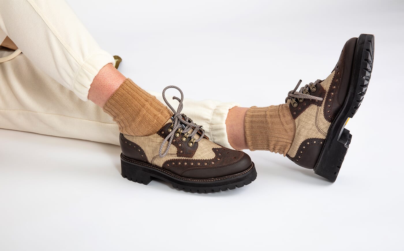Ava Tech Womens Brogues in Brown on Vibram Sole Grenson