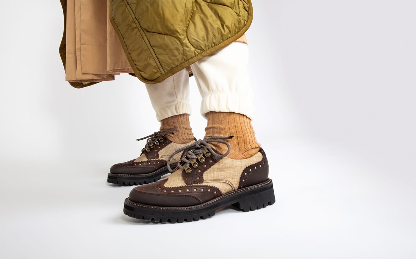 Ava Tech Womens Brogues in Brown on Vibram Sole Grenson