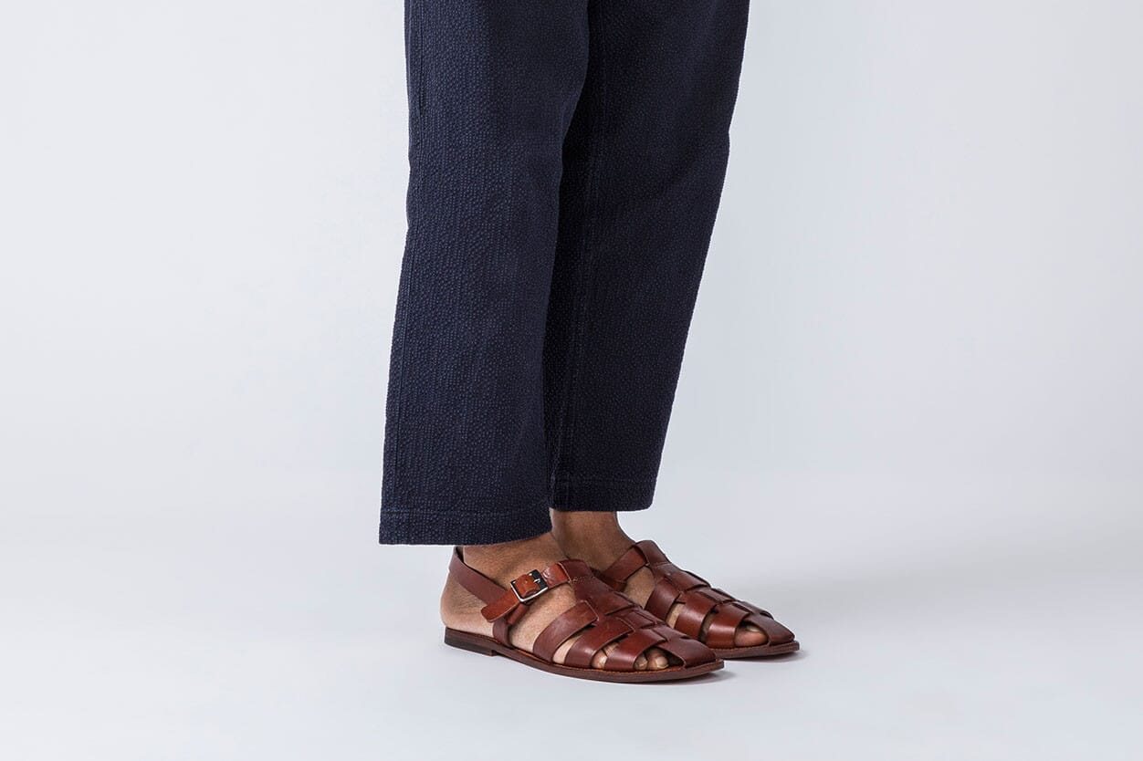 Quincy Mens Sandals in Tan Handpainted Calf Leather Grenson Shoes