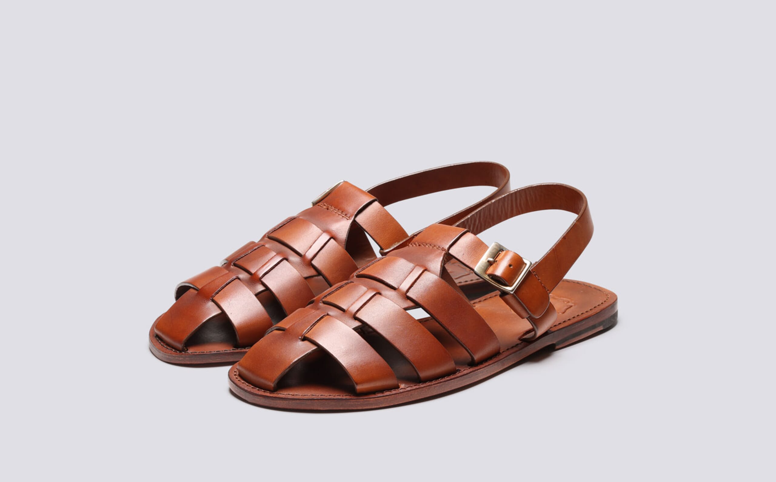 Quincy | Mens Sandals in Tan Handpainted Calf Leather  display picture 3