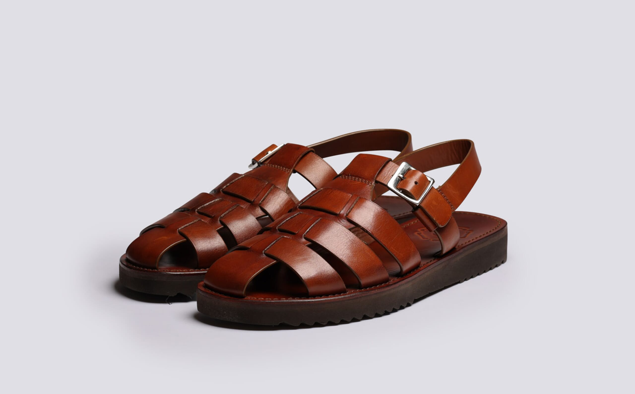 Grenson Quincy Sandals, 6 UK Quincy | Mens Sandals in Tan Handpainted Calf Leather  main image 2