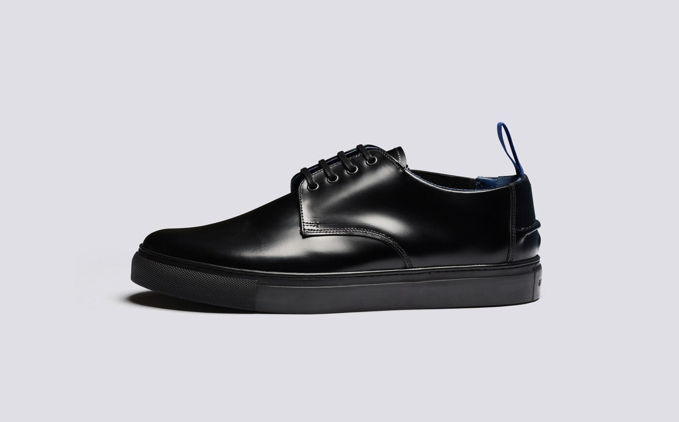 The Chef Shoe Mens Derby Sneakers in Black Leather Grenson