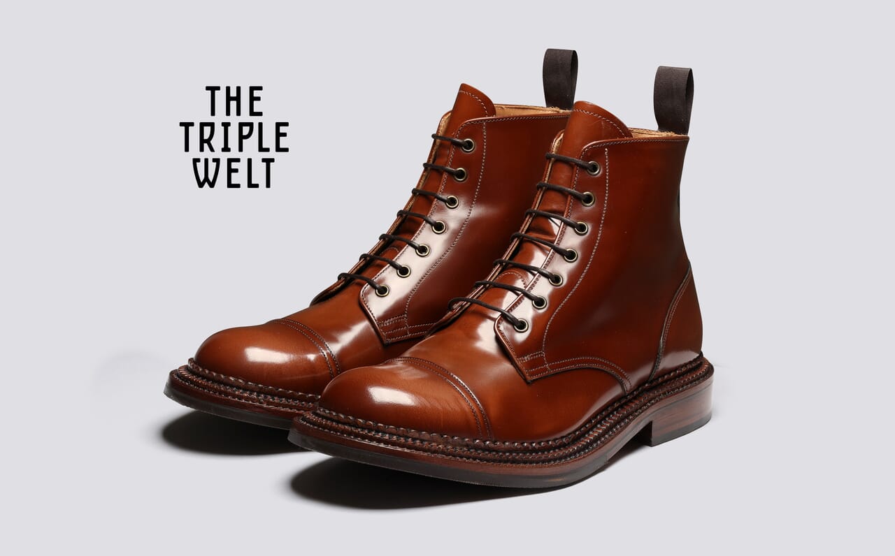 靴 60s Grenson Brown Plain Toe Blucher 213376_evadne_threequarters_pr