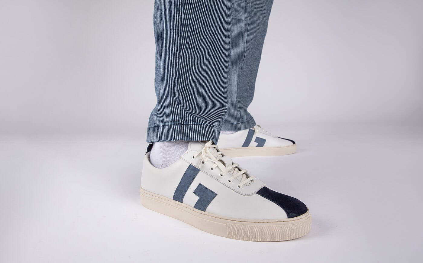 Sneaker 67 | Mens Sneakers in White with Blue Suede | Grenson