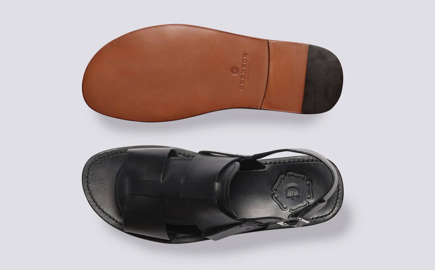 Wiley 3 Mens Sandals in Black Leather Grenson