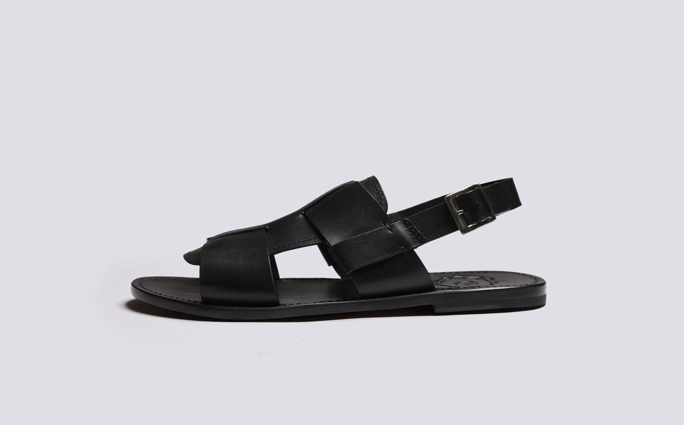Wiley 3 Mens Sandals in Black Leather Grenson