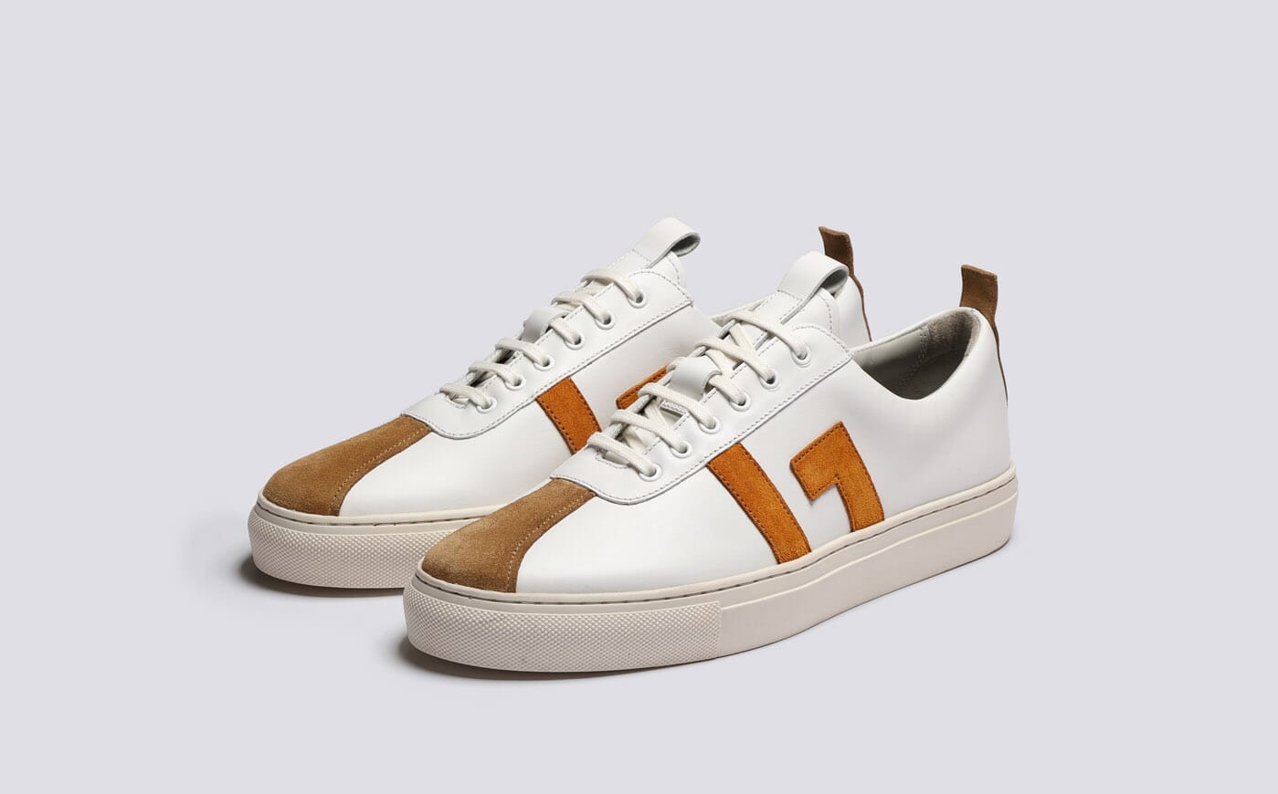 Sneaker 67 | Mens Sneakers in White with Blue Suede | Grenson