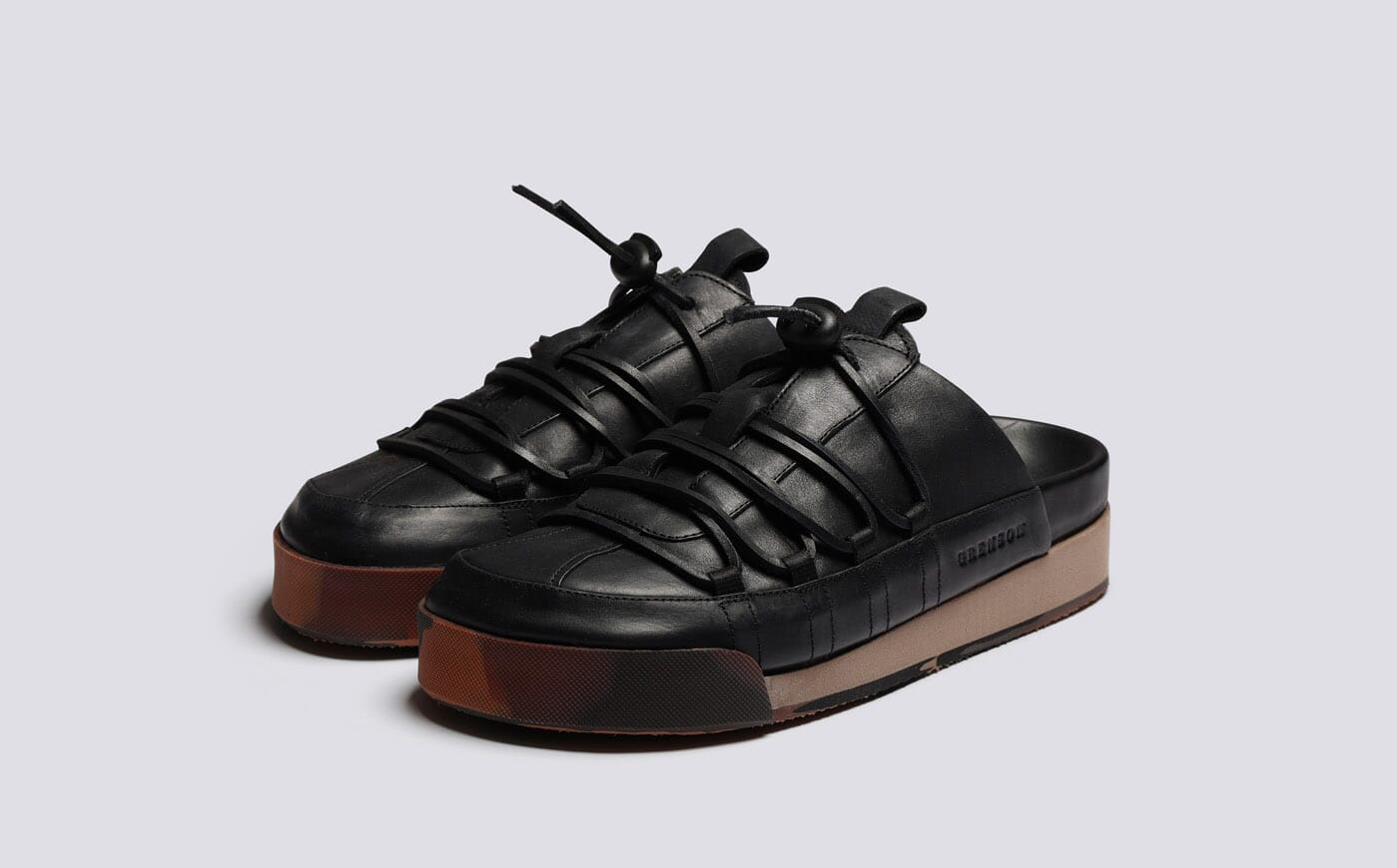 Sneaker 75 | Womens Mules in Black Burnished Nubuck | Grenson