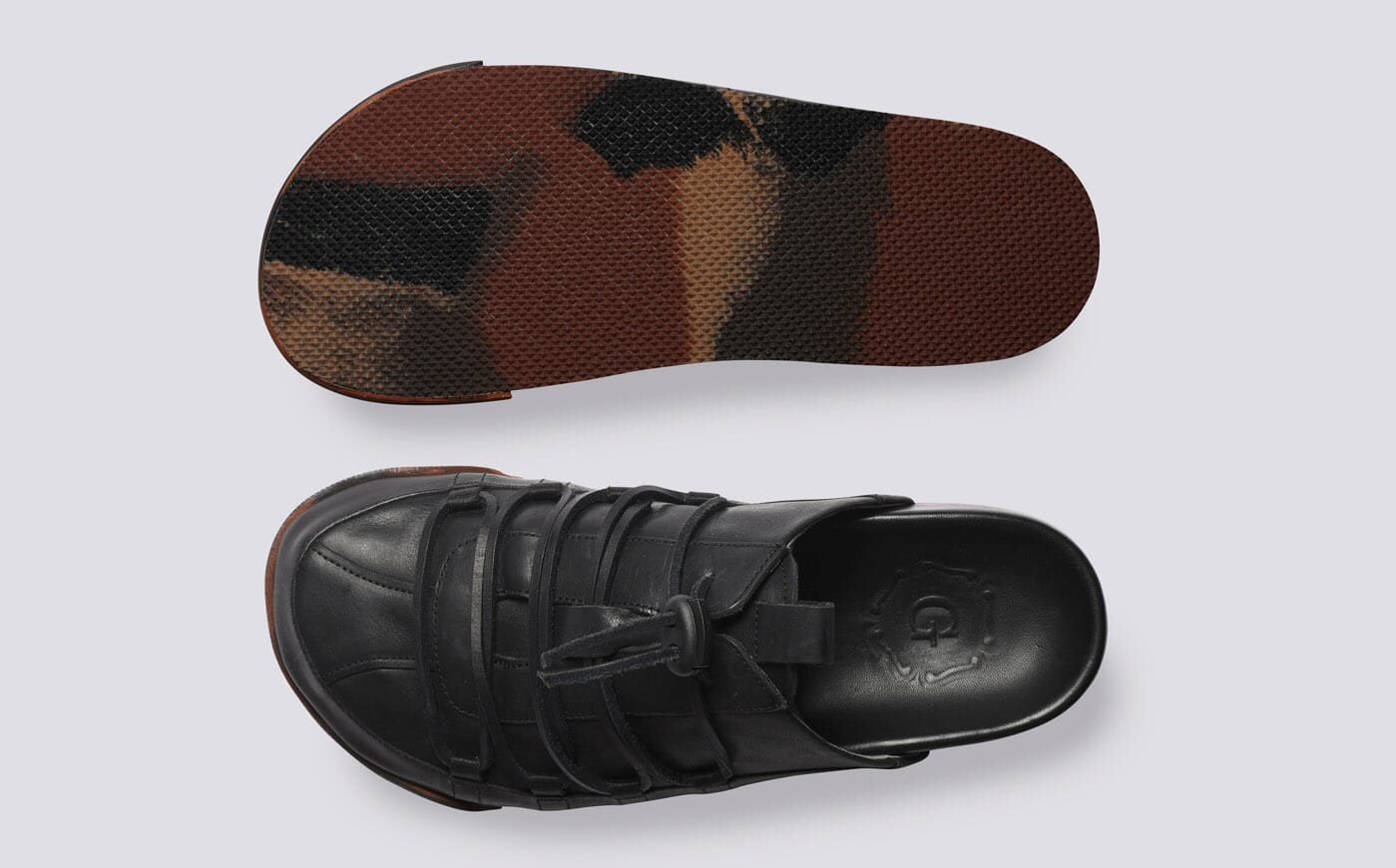 Sneaker 75 | Womens Mules in Black Burnished Nubuck | Grenson