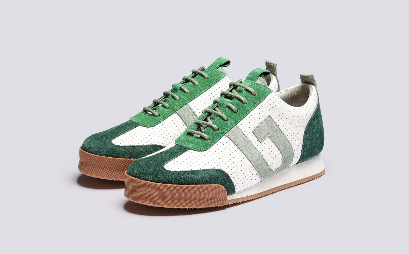 Sneaker 51 Womens Trainers in White and Green Grenson