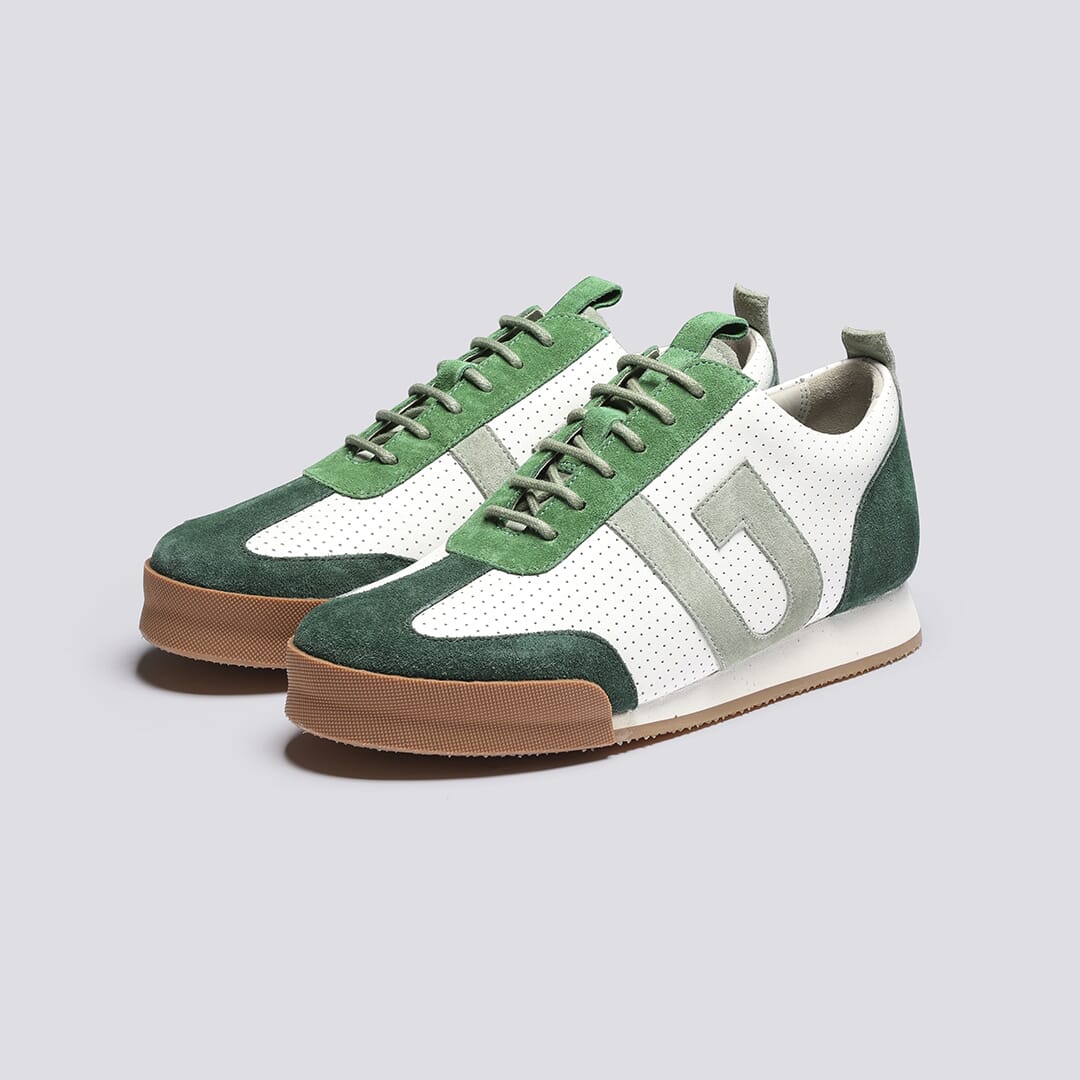 Sneaker 51 Womens Trainers in White and Green Grenson