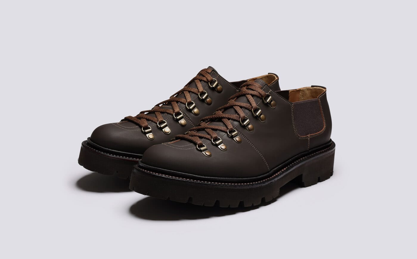 Brodie Mens Shoes in Brown Rubberised Leather Grenson