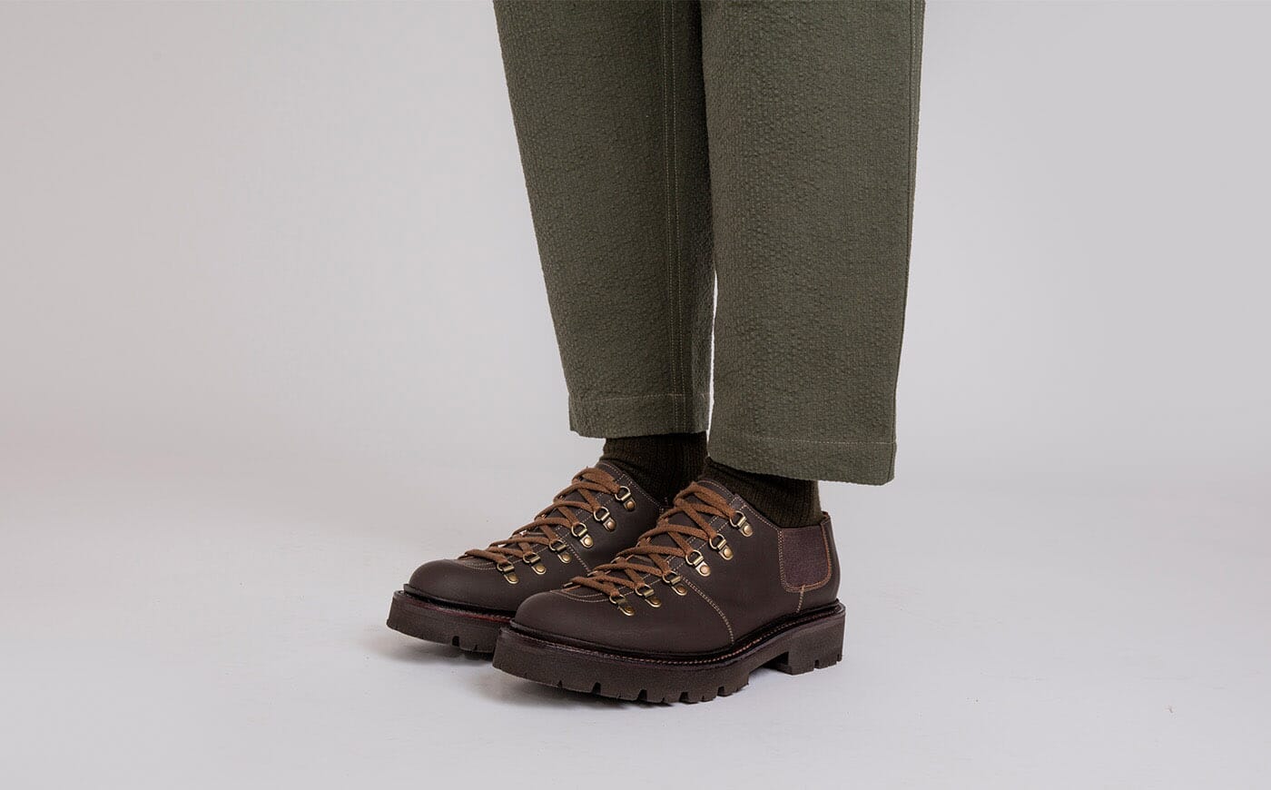 Brodie Mens Shoes in Brown Rubberised Leather Grenson