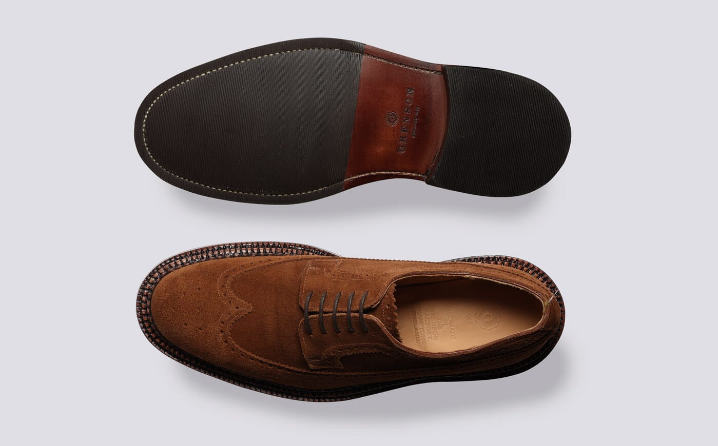 Aldwych Shoes for Men in Brown Suede with Triple Welt Grenson