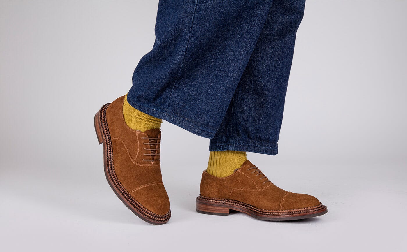 Gresham Mens Shoes in Mid Brown Suede with Triple Welt Grenson