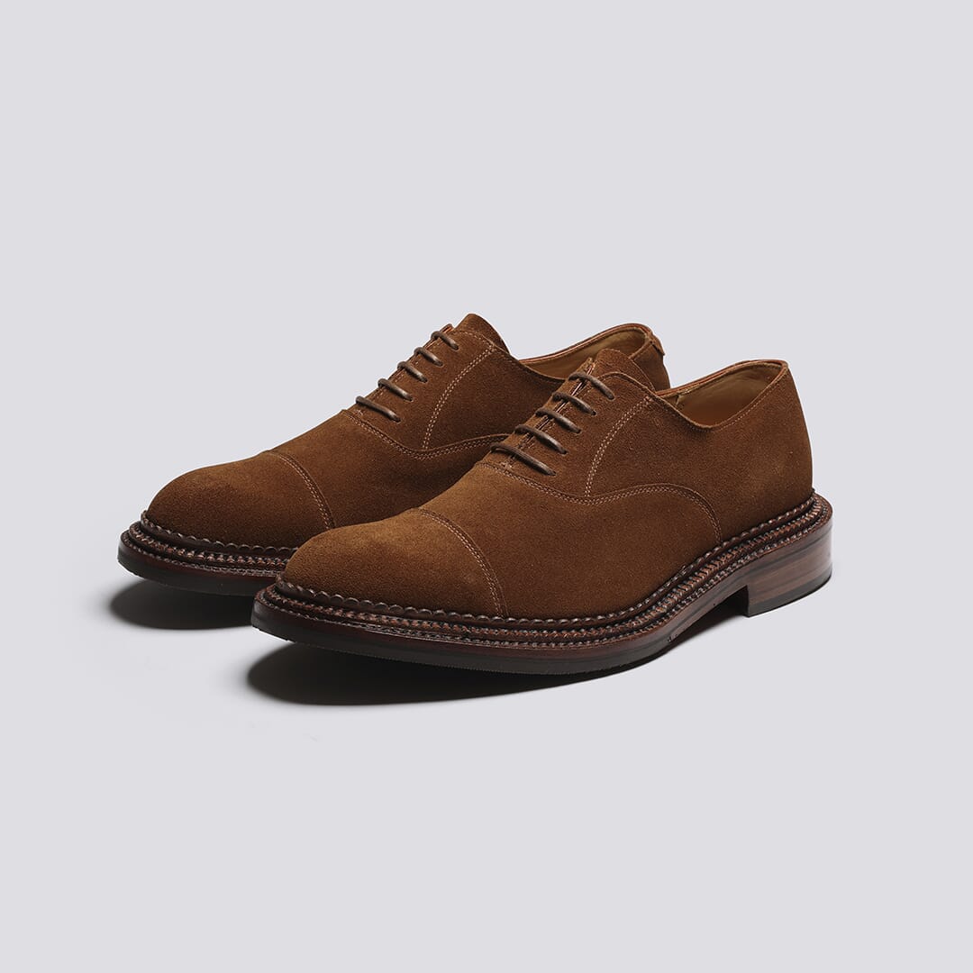 Gresham Mens Shoes in Mid Brown Suede with Triple Welt Grenson
