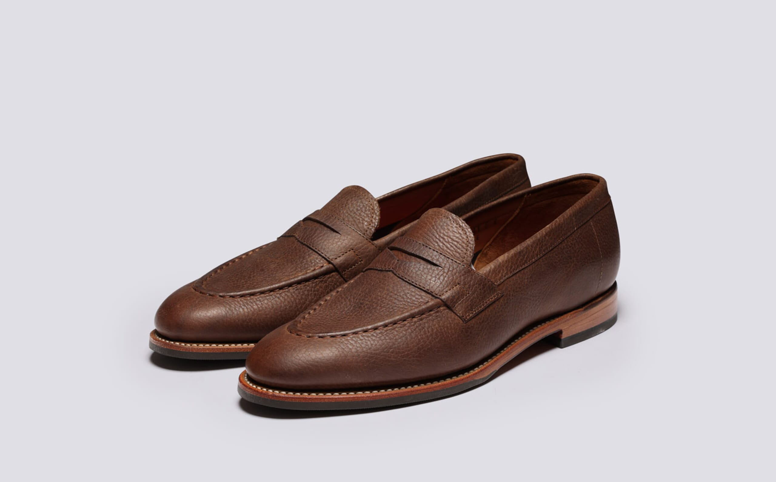 Grenson Shoes Mens Size 13 D Suede Penny Loafers Floyd Tan Leather Floyd | Mens Loafers in Brown Grain Leather | Grenson main image 2