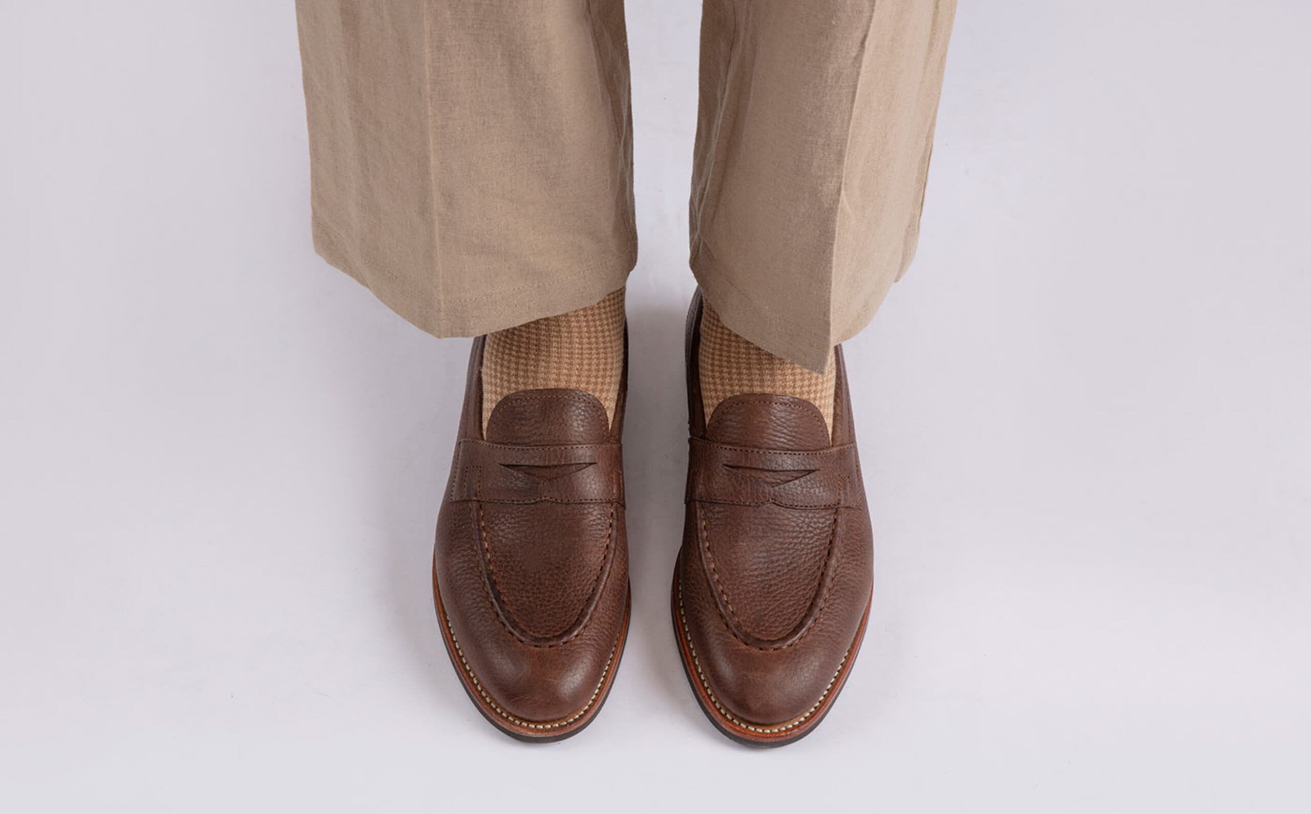 Grenson Shoes Mens Size 13 D Suede Penny Loafers Floyd Tan Leather Floyd | Mens Loafers in Brown Grain Leather | Grenson main image 4