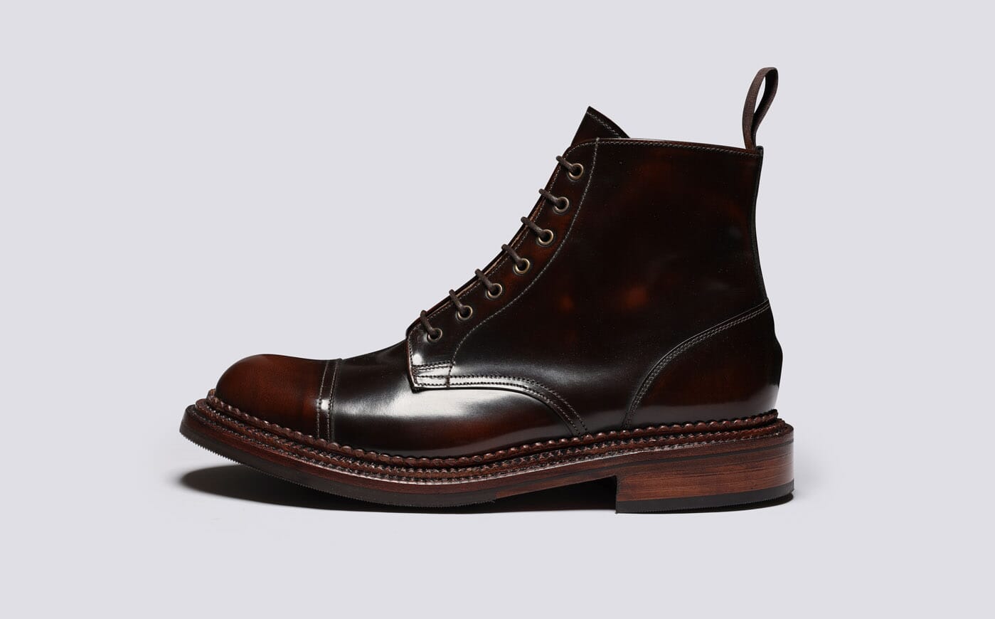 Desmond Mens Boots in Dark Brown with Triple Welt Grenson