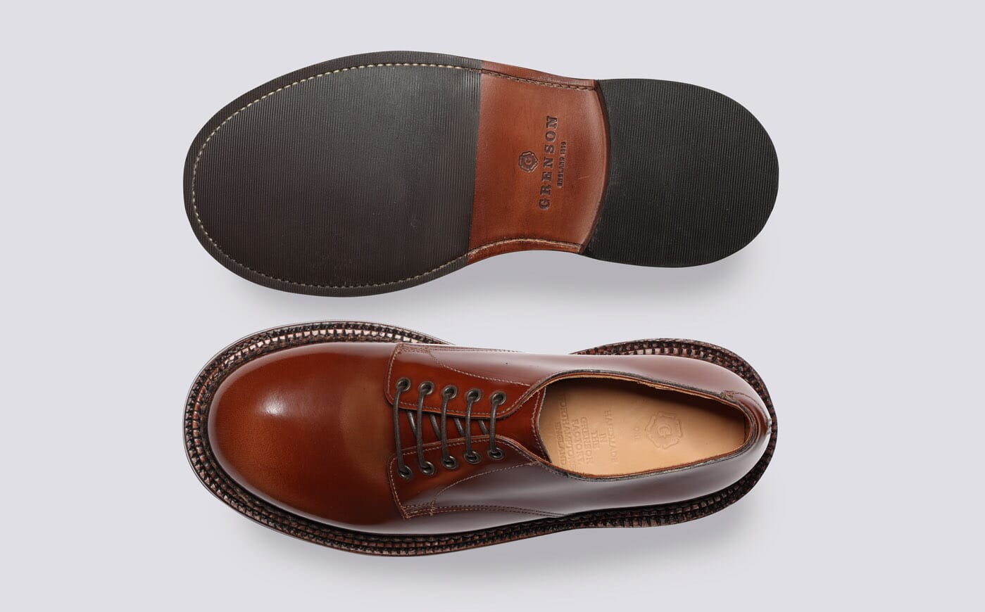 Dermot Mens Shoes in Mid Brown with Triple Welt Grenson