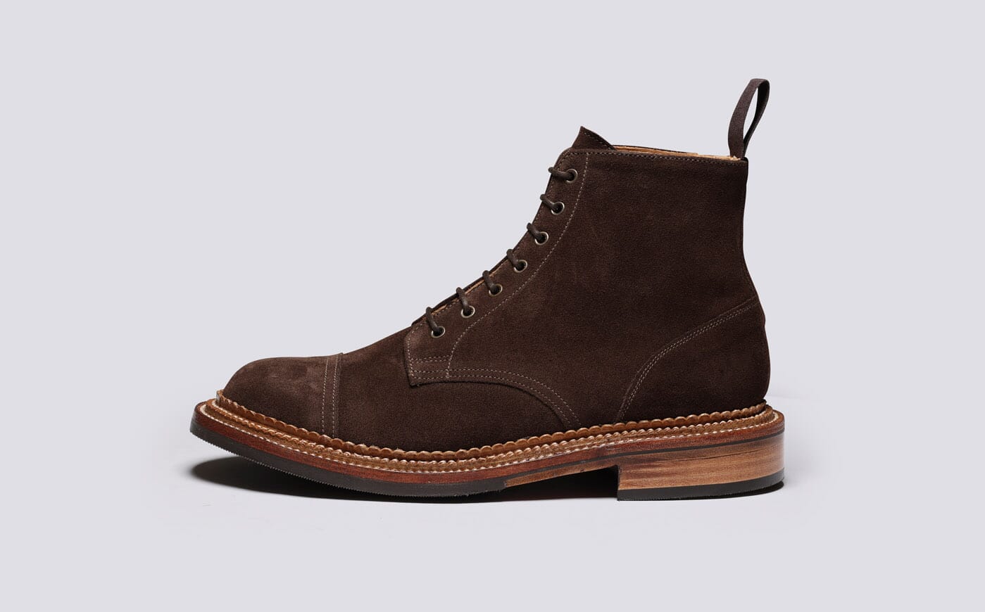 Desmond Mens Boots in Brown Suede with Triple Welt Grenson