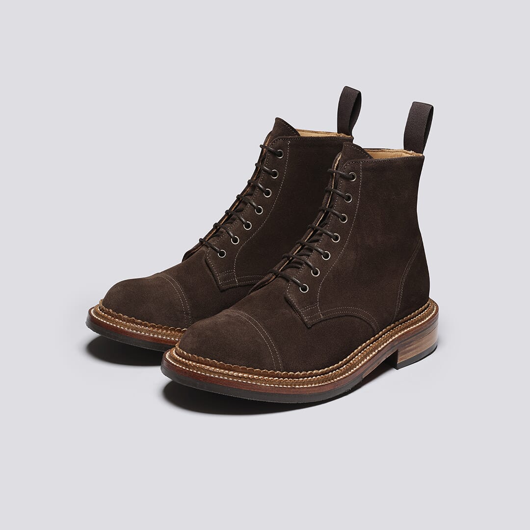 Desmond Mens Boots in Brown Suede with Triple Welt Grenson